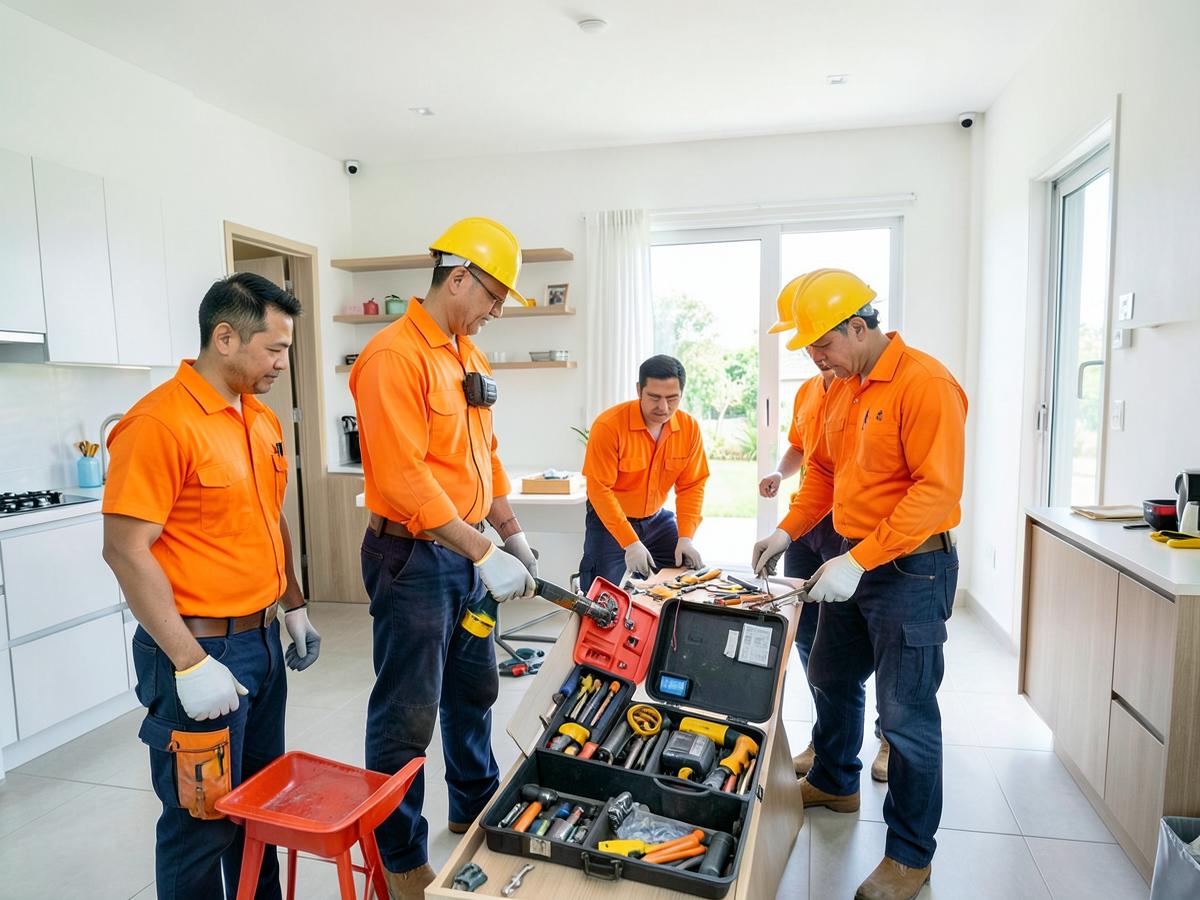 Home service professionals working inside a Davao home